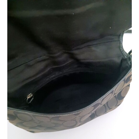 Coach Buckle Flap Front Blk Logo Jacquard Crossbody Patent Strap/Trim 9X6.5 - Picture 10 of 11